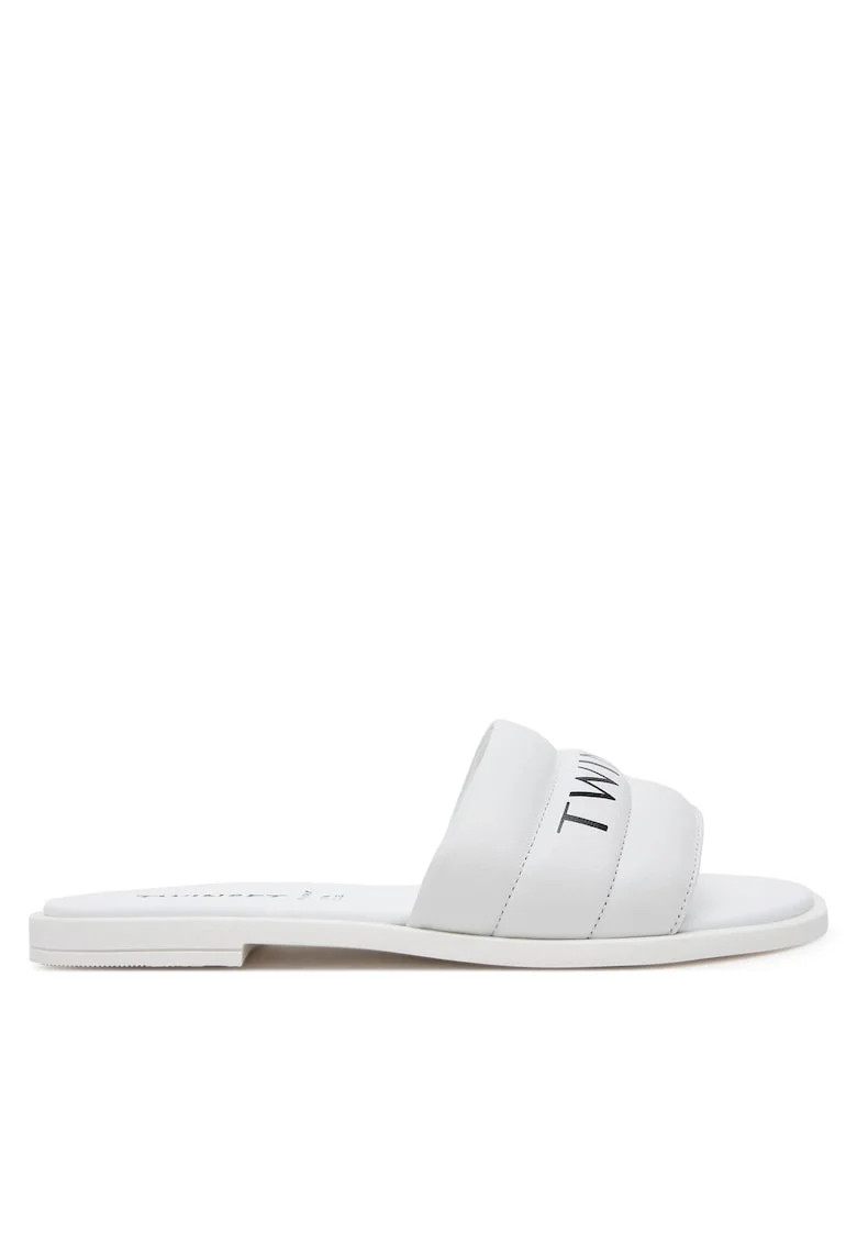 Slapi unisex  Ice, piele naturala, alb