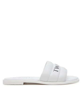 Slapi unisex  Ice, piele naturala, alb
