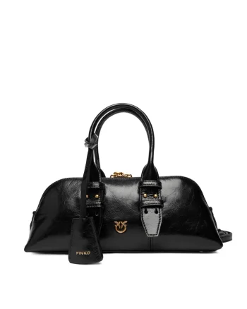 Geanta dama  Black Z99Q Bowling Bag, piele naturala, neagra