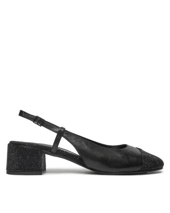 Sandale dama,  Perfect Black, piele naturala, toc cap-toe