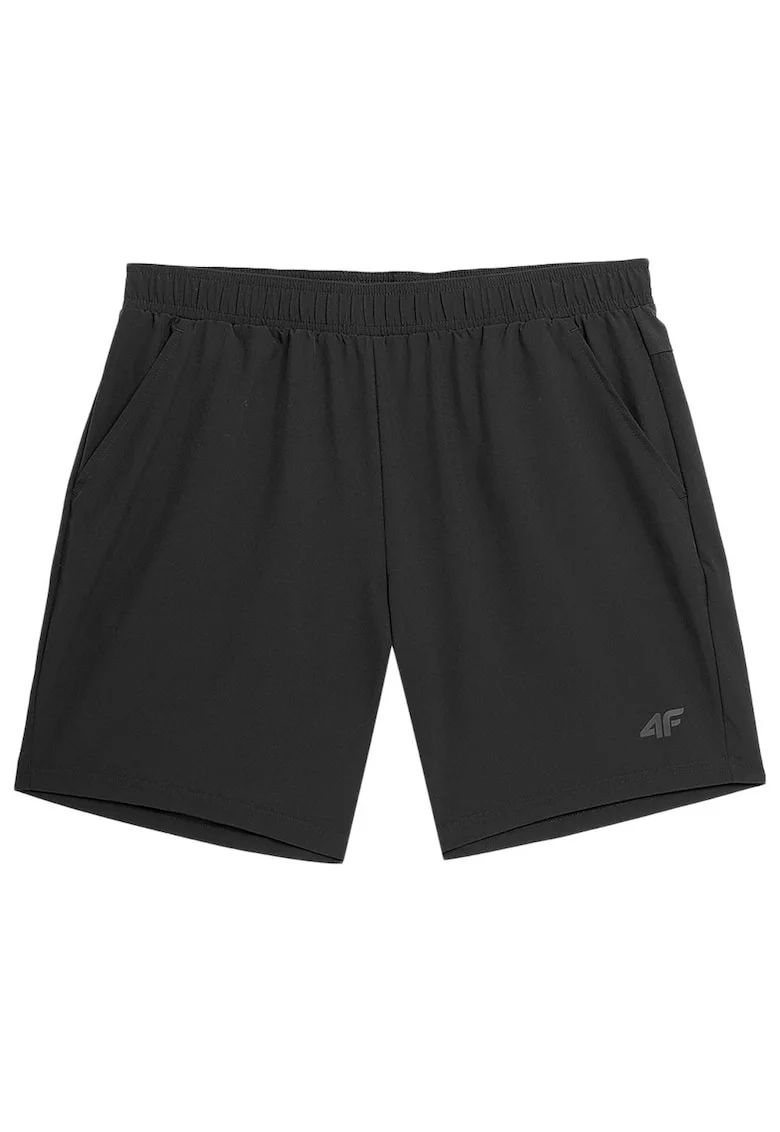 Pantaloni scurti barbati  croiala regulata, talie elastica, negru, poliester-elastan,