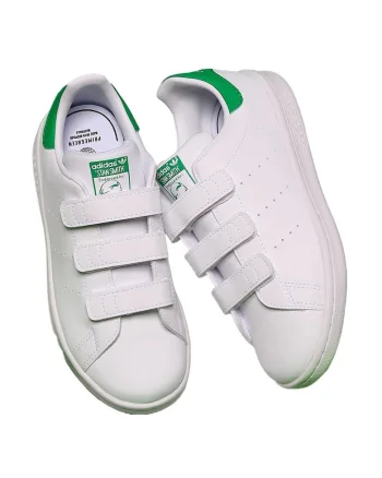 Pantofi copii,  Stan Smith, unisex, alb/verde, piele ecologica