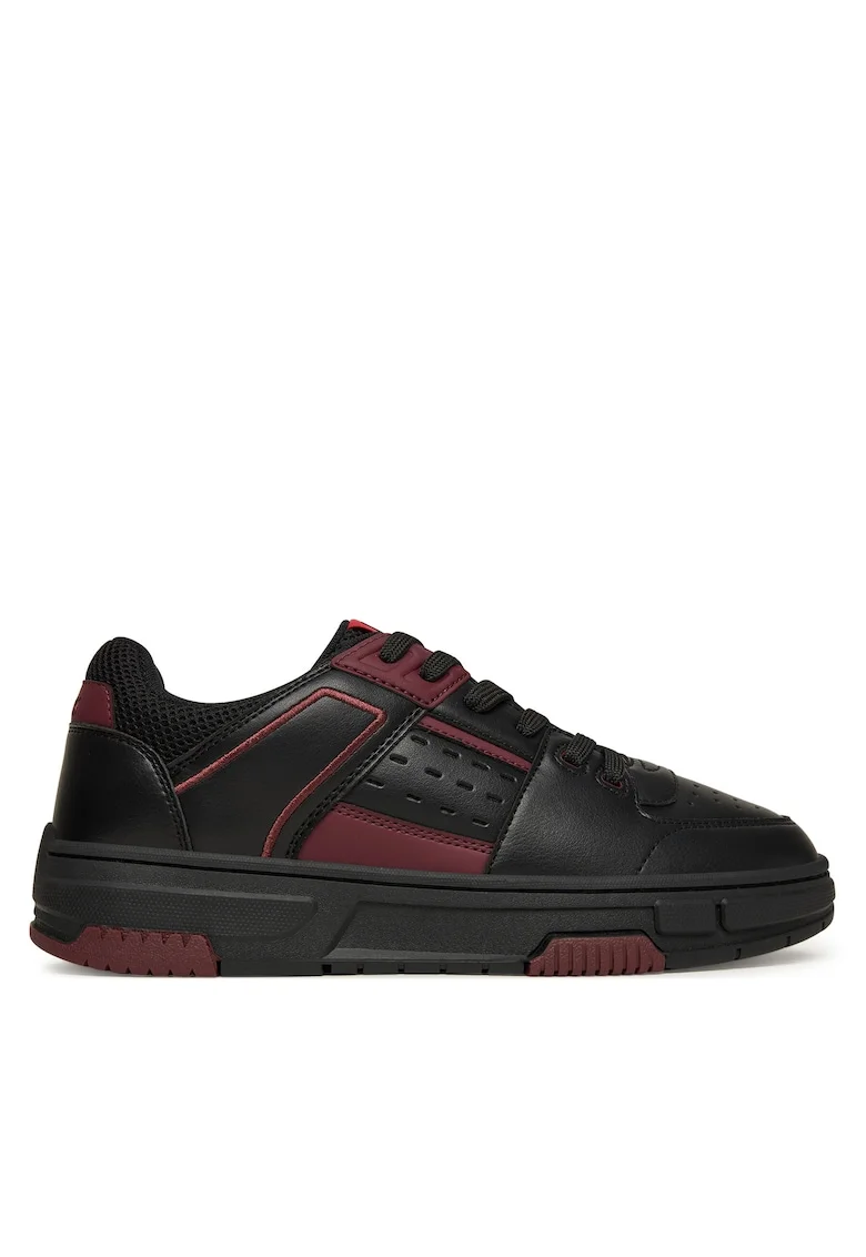 Tenisi barbati  model Black 006, piele ecologica, Negru