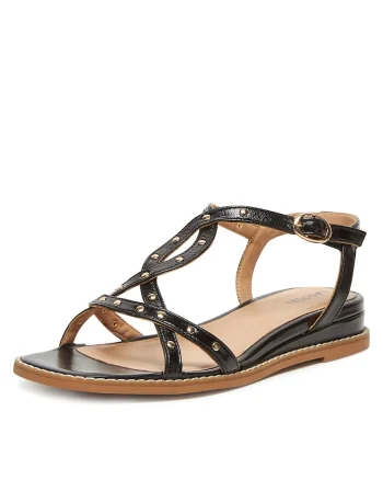 Sandale dama,  WI33-CS853-HM-02, piele naturala, negru/maro
