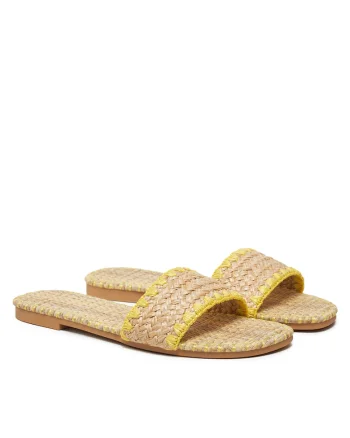 Papuci  galbeni, piele ecologica, BP6097-5