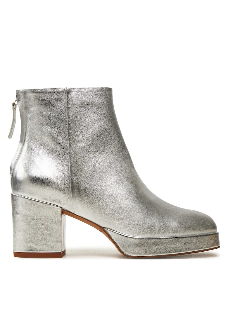 Botine dama  Elton, argintiu, piele naturala