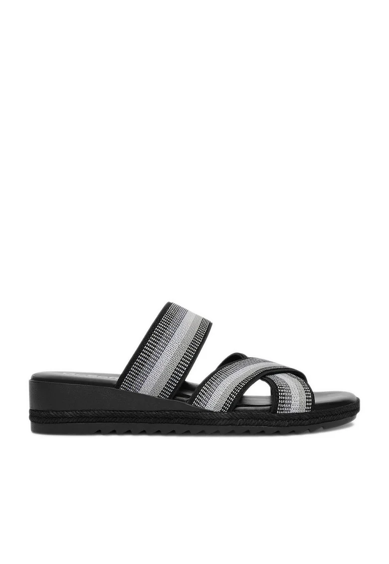 Papuci  negru/gri, sintetic