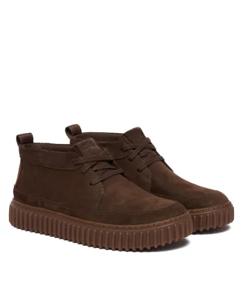Ghete barbati  Dark Brown Nub, piele naturala, model Torhill LaceHi
