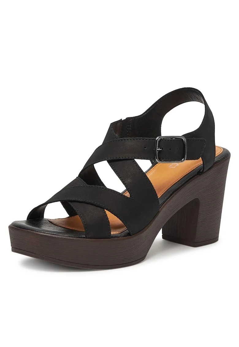 Sandale dama,  EST-2027-01, piele naturala, negru