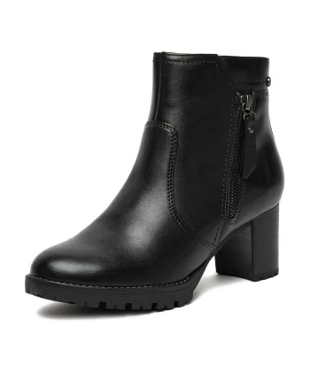 Botine dama,  piele naturala, negru, CEO-WB-LETICIA-01, Negru