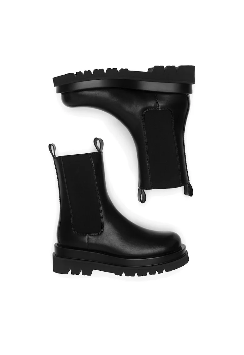 Botine dama  Piele ecologica, Negru, Negru