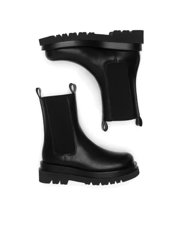 Botine dama  Piele ecologica, Negru, Negru