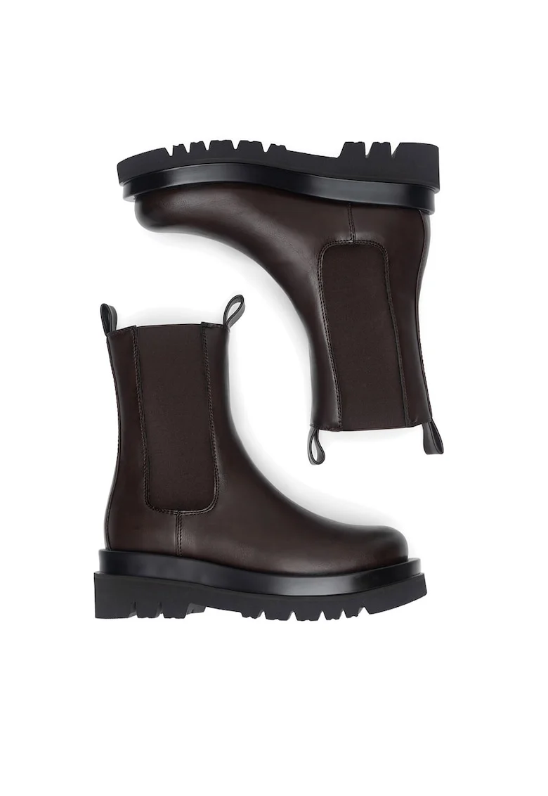 Botine dama CEO-HY7223-1,  Piele ecologica, Maro