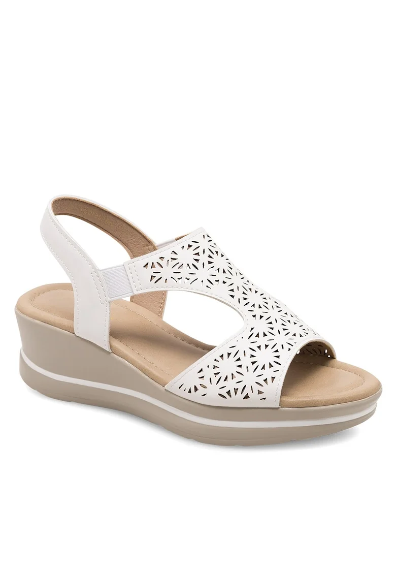 Sandale dama  piele ecologica, alb,