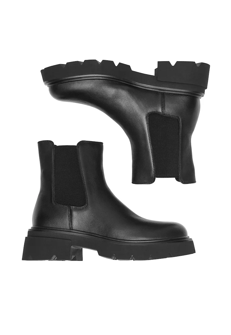 Botine dama,  piele naturala, negru C-WFA3115-1Z,