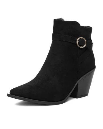 Botine dama 3030,  Textil, Negru