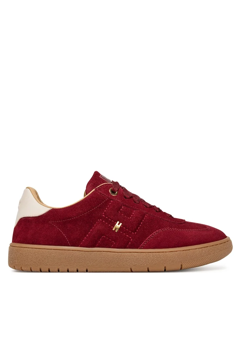 Tenisi copii,  model Cherry R006, piele naturala, cu sireturi, visiniu