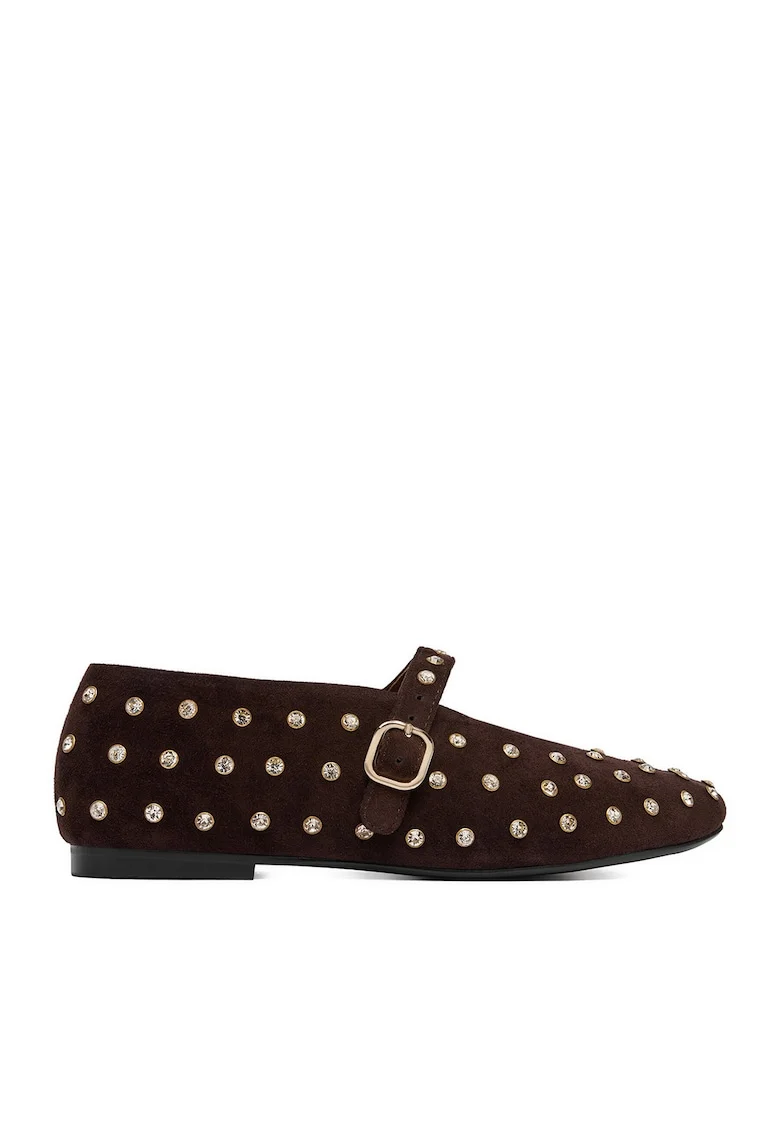 Balerini dama,  piele naturala, maro