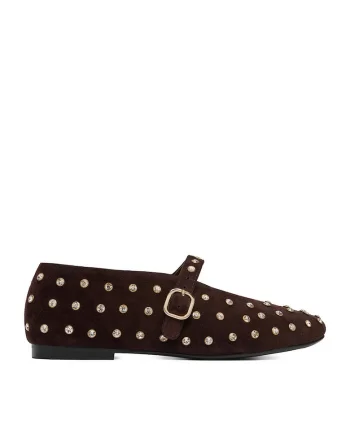 Balerini dama,  piele naturala, maro