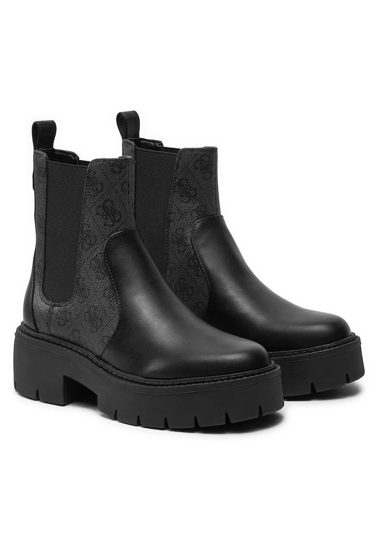 Botine dama FLTSHU ELE10,  Piele ecologica, Negru,