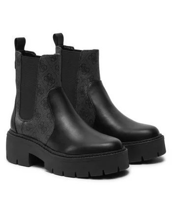 Botine dama FLTSHU ELE10,  Piele ecologica, Negru,