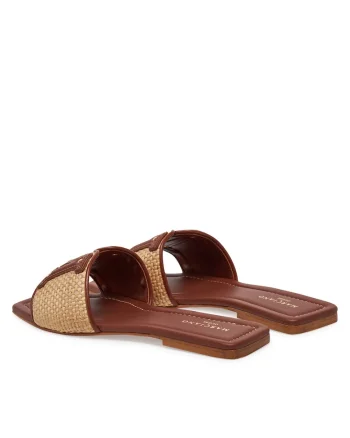 Papuci dama,  piele naturala, maro