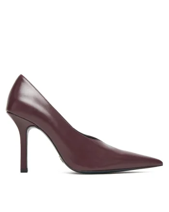 Pantofi dama,  toc, rosu mov, piele naturala