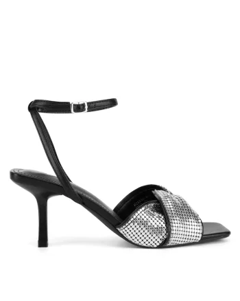 Sandale dama,  negru/argintiu,