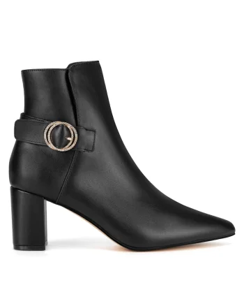 Botine  piele naturala, negru, Negru