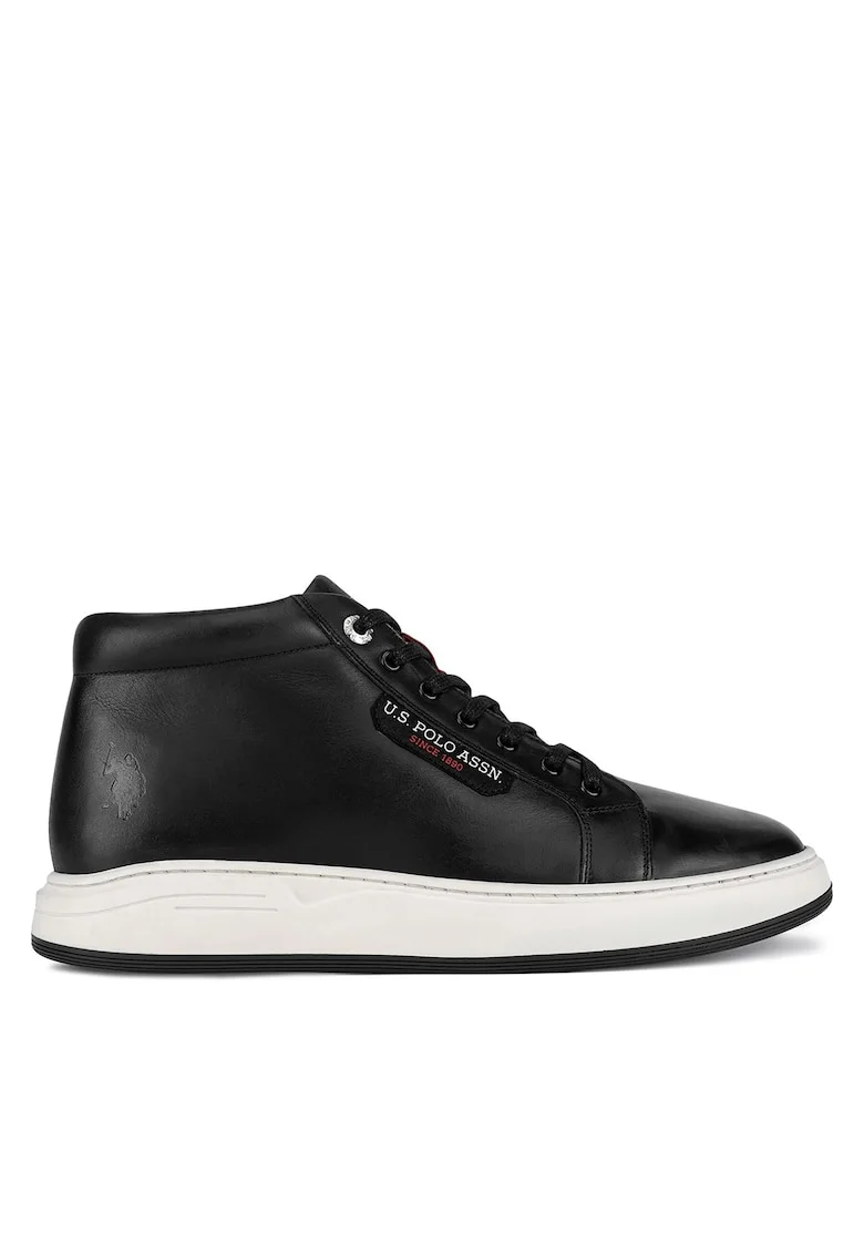 Ghete barbati,  BASKET001M/DL1, piele naturala, negru