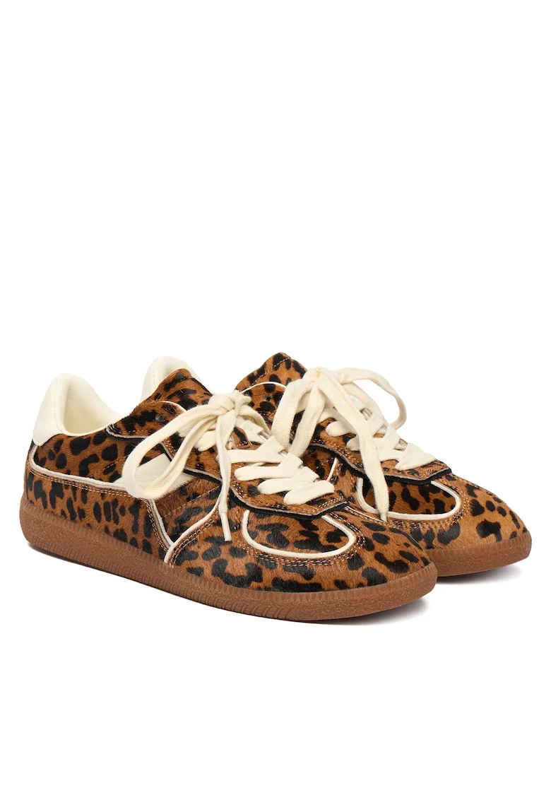 Tenisi dama  model Leopard, piele naturala, maro
