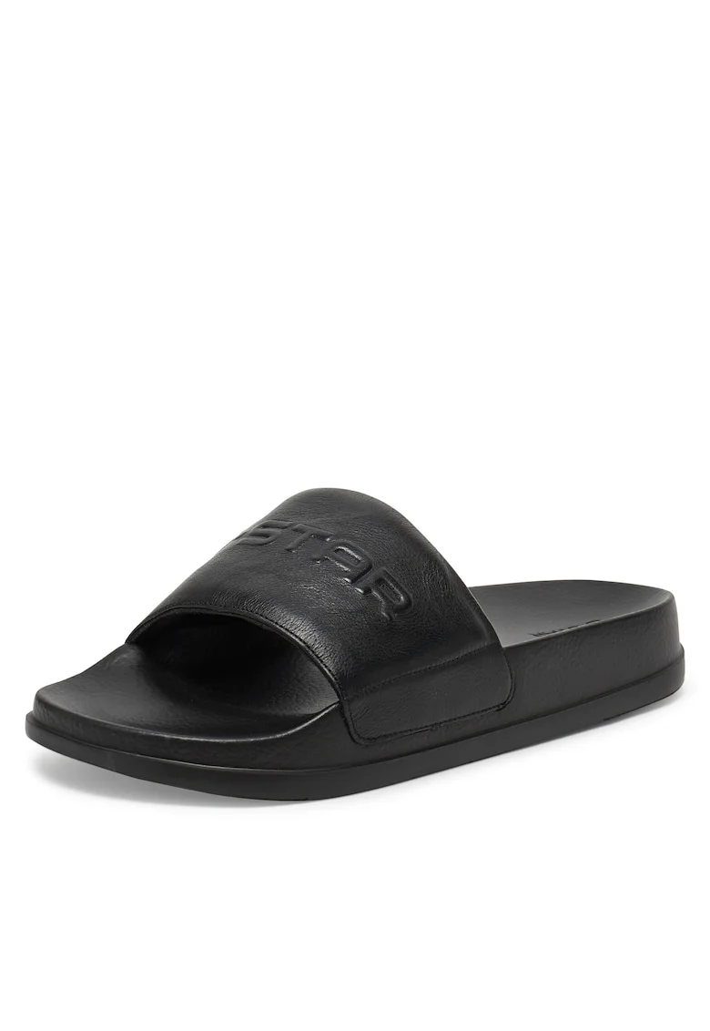 Papuci barbati,  DARBY-14G MI08, piele naturala, negru, marimea