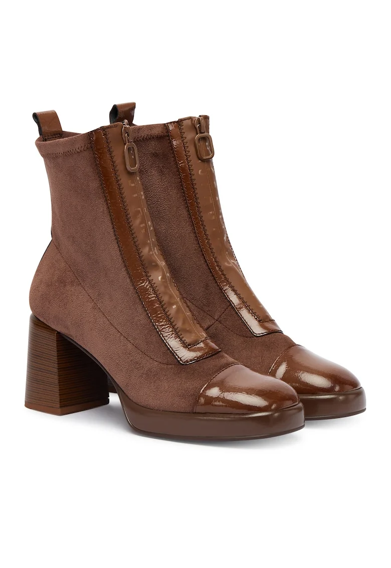 Botine dama,  Avellana C002, Maro, Textil