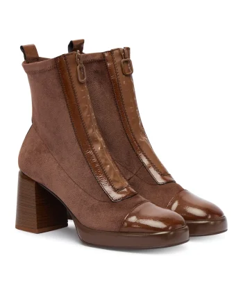 Botine dama,  Avellana C002, Maro, Textil