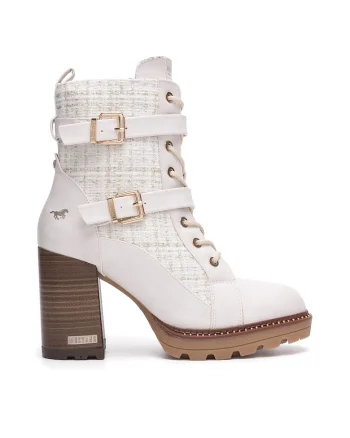 Botine dama 1505-501,  Textil, Alb,