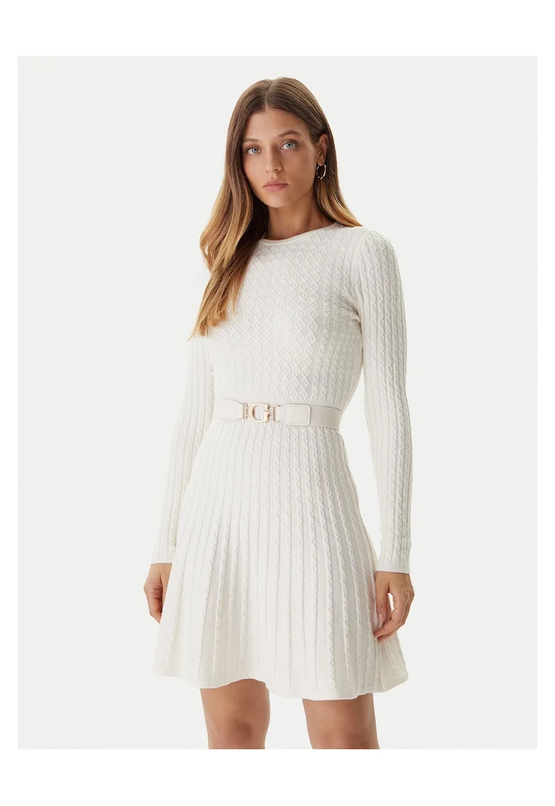 Rochie tricotata de dama  ecru, 2 caracteristici reprezentative,
