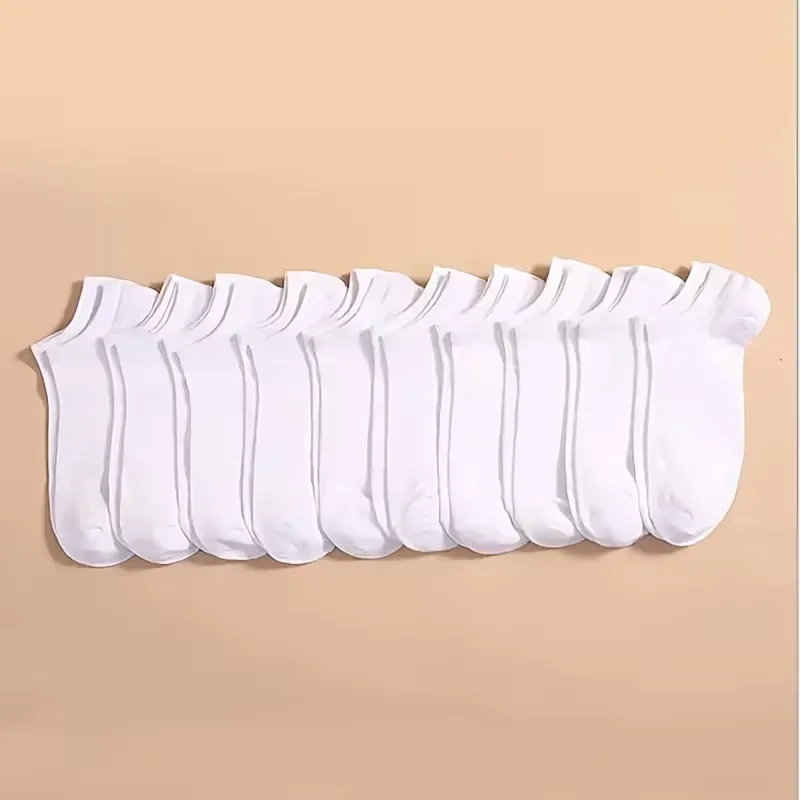 Set 10 sosete albe scurte bumbac