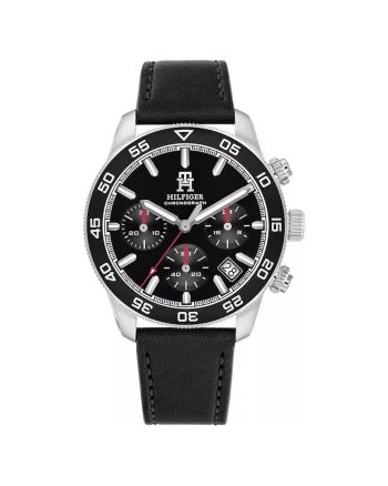 Ceas barbatesc  TH85 1792162, 41mm, negru, curea din piele, cronograf, data