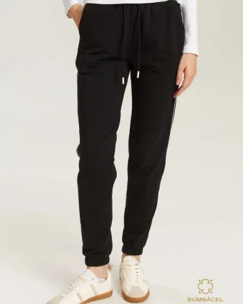 Pantaloni de trening, din bumbac, cu snur si buzunare, pentru dame, Negru