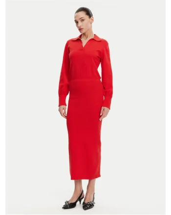 Rochie tricotata de dama  rosu, fabrica de calitate