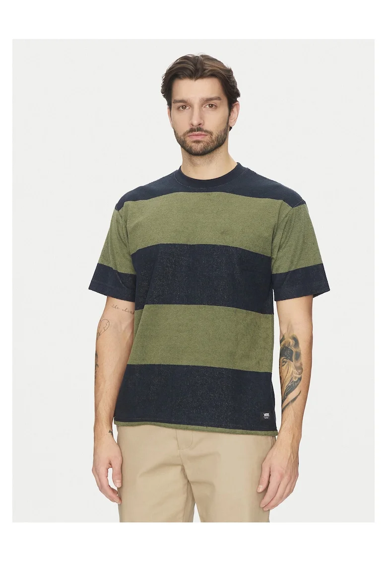 Tricou barbat,  bleumarin/verde, bumbac