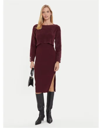 Rochie tricotata dama  bordo, fabricata din material de calitate