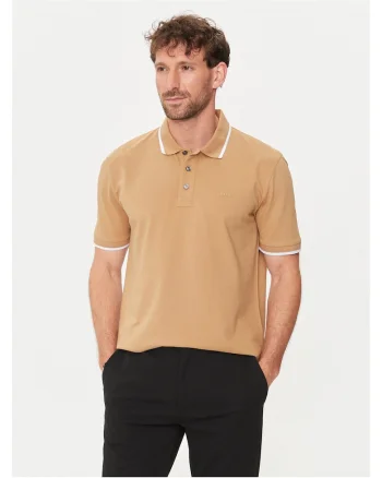 Tricou polo  bej/alb, bumbac, Bej