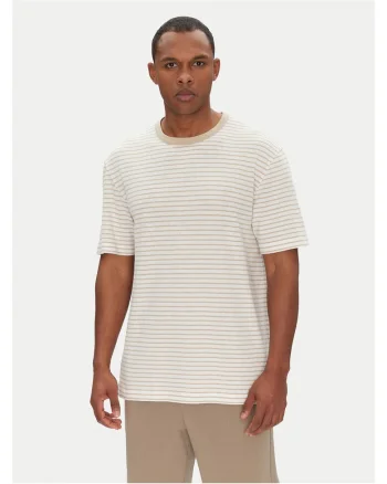 Tricou barbat  bej, bumbac, cu dungi