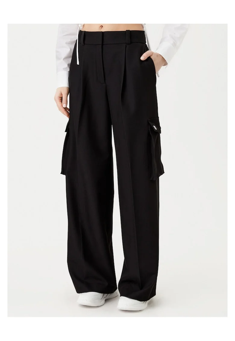 Pantaloni dama,  textil, negru