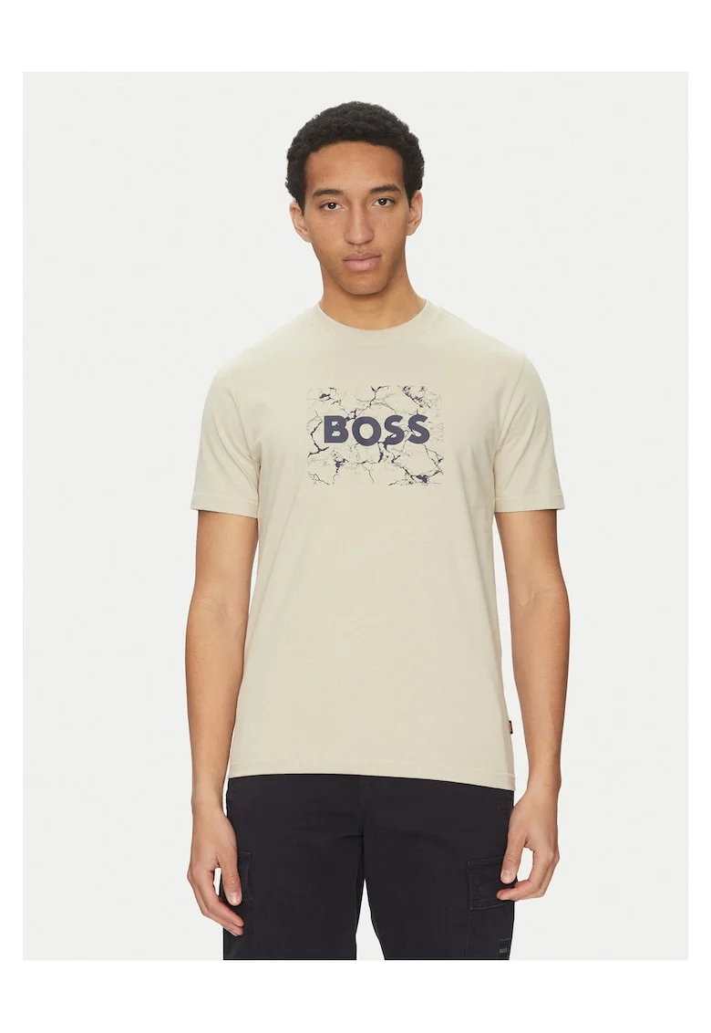Tricou barbat bej  bumbac