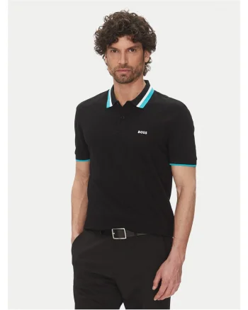 Tricou barbati  negru, bumbac, model polo