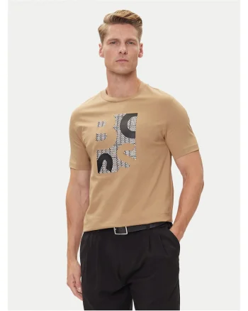 Tricou barbat  bej nisipiu, bumbac