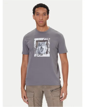 Tricou barbati  gri/alb, bumbac
