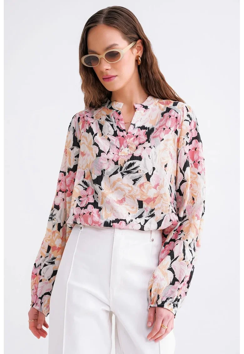 Bluza dama HiCCUP, imprimeu floral, Roz pudrat